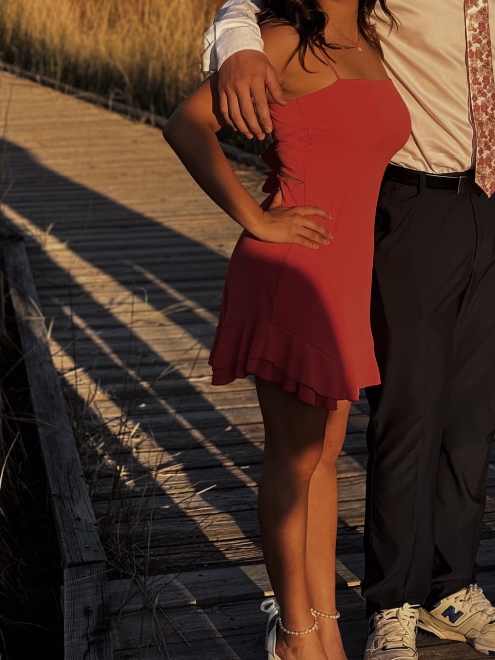 Lucy in the Sky Coral Square-Neck Mini Dress with Ruffle Hem - Picture 3 of 3
